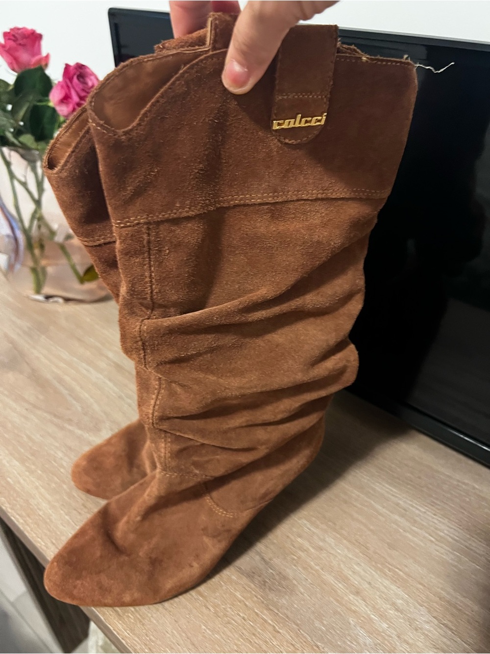Slouch suede boots